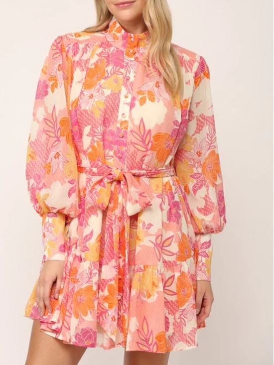 Fate Dresses & Skirts - Fate Pink, Orange & Cream Floral Mini Dress